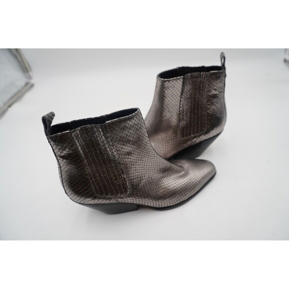 MICHAEL Michael Kors Sinclair Metallic Grey Snakeskin Embossed Booties Sz  6.5M - Picture 4 of 9
